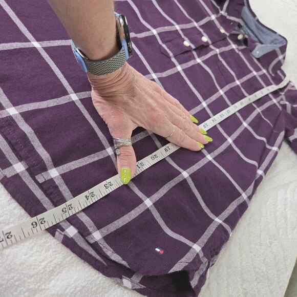 Tommy Hilfiger NWT Bordeaux Plaid collared shirt 1/2 button down Small purple - Picture 9 of 16